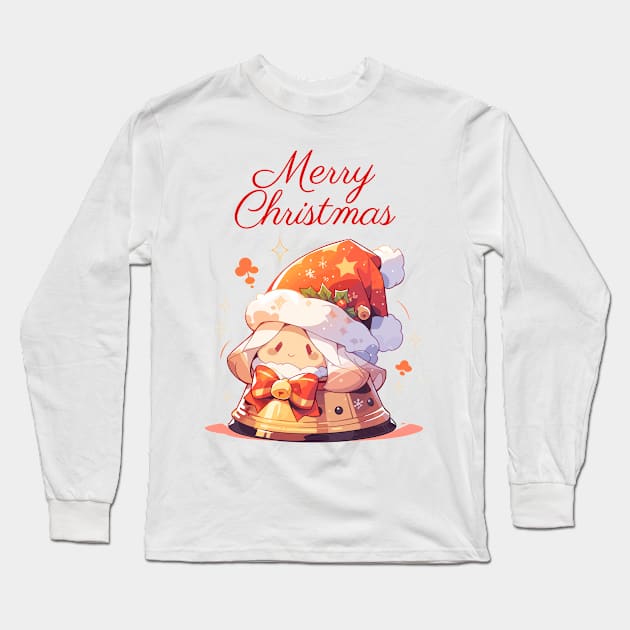 Merry Christmas bell with ribbon Long Sleeve T-Shirt by DemoArtMode